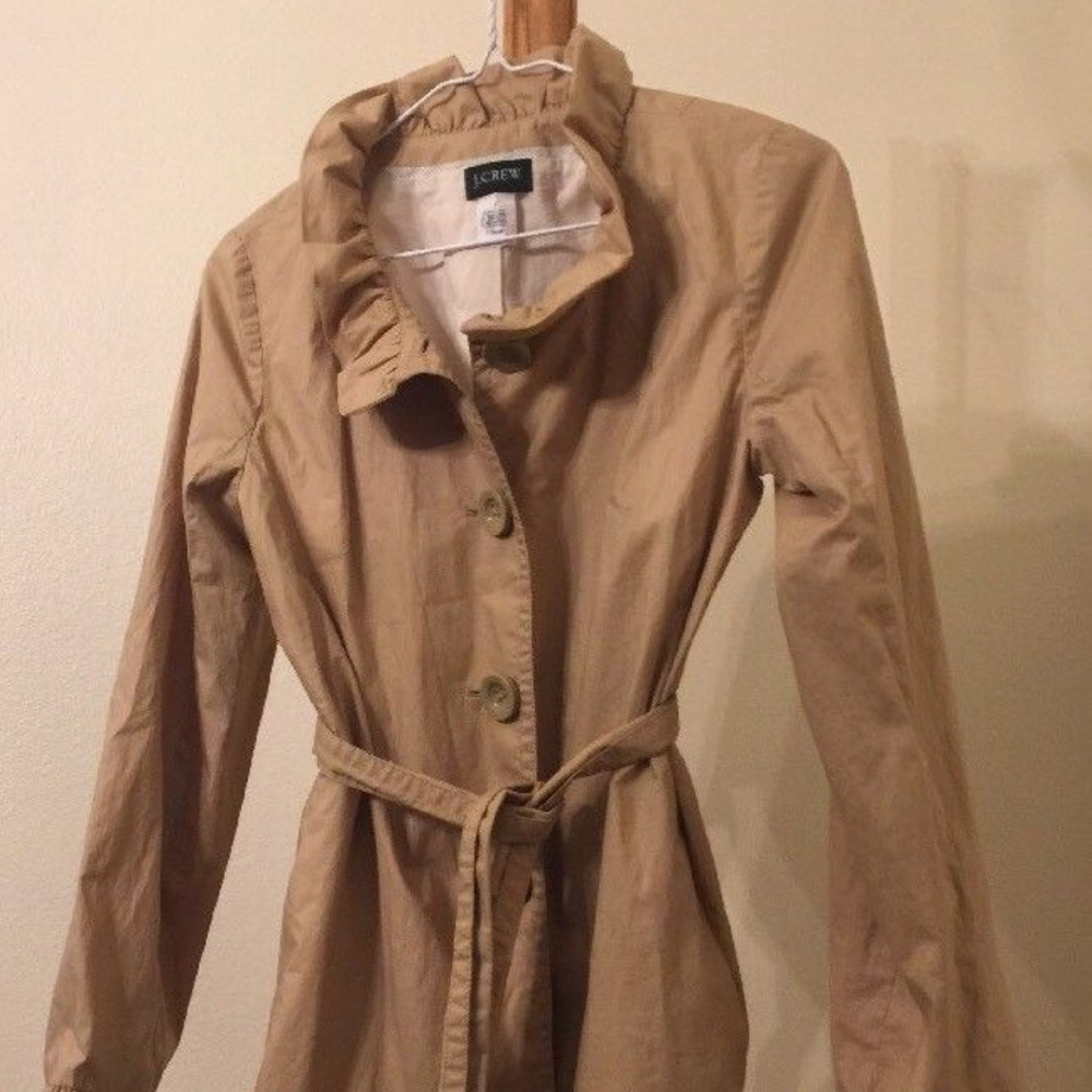 J crew women's ruffle jacket khaki 2